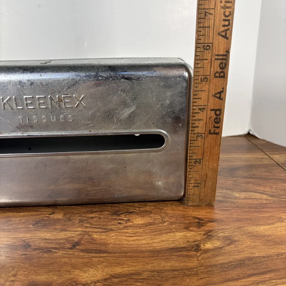 Chrome Kleenex Tissue Dispenser Metal Box Holder MCM Wall Car Mount Vtg NO KEY